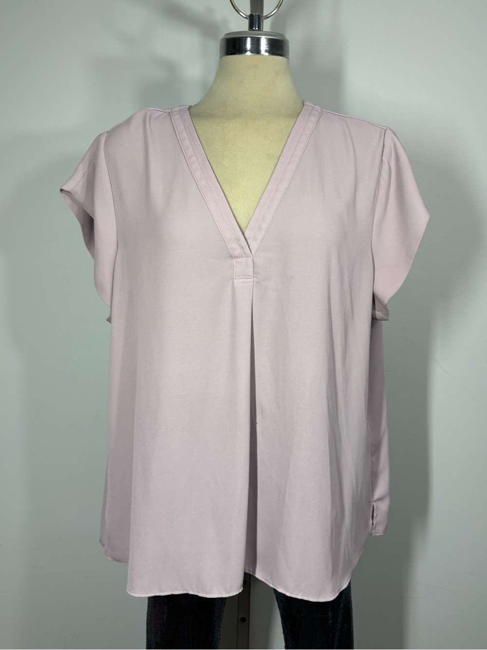 Essentials Light Dusty Pink V-Neck Flutter Sleeve Blouse